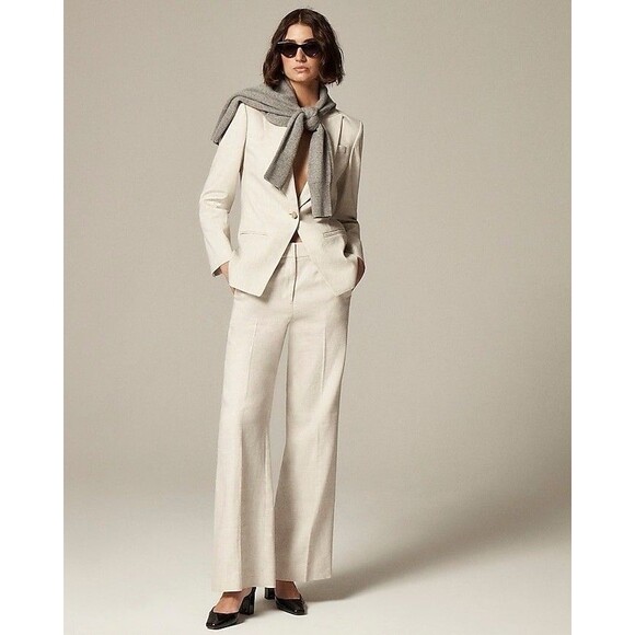 J.Crew Womens Carolina flare pant in stretch linen blend NWT Size 8 - Picture 1 of 12